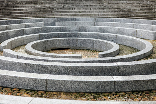 Fontaine labyrinthe made of stone, paris, france 