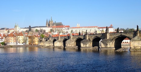 Fototapeta na wymiar Le pont Charles et le château de Prague