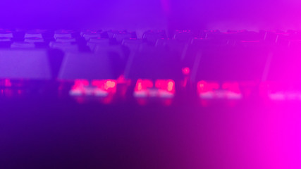 Obraz premium Ultraviolet abstract light. Diode tape, light line. Violet and pink gradient. Modern background, neon light. Empty stage, spotlights, neon. Abstract light.