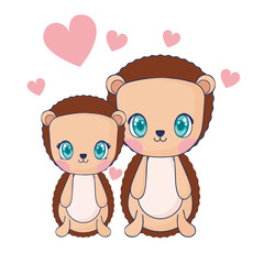 cute purcopines couple characters vector illustration