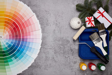 Painting accessories, colour guide and Christmas