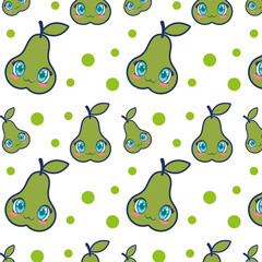 cute pear fruit kawaii pattern