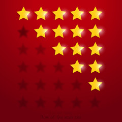 Five stars rate row collection, rank status elements, statistic review, rating chart.