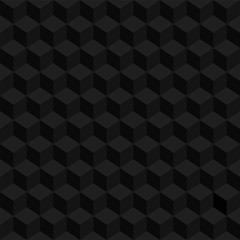 Cubes seamless pattern. Black abstract background. Vector illustration.