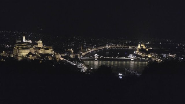 Budapest city view at night from Gellert Hill