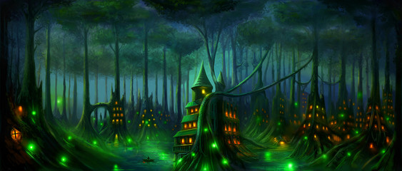 Fantasy landscape Dark Elf forest