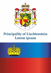 Obraz premium Flag of Liechtenstein, Principality of Liechtenstein. Template for award design, an official document with the flag of Liechtenstein. Bright, colorful vector illustration for graphic and web design.