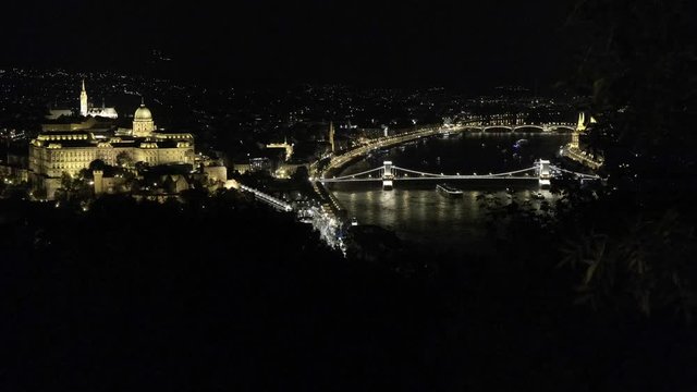 Budapest city view at night from Gellert Hill