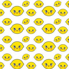 cute lemon fruit kawaii pattern