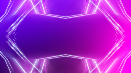 Ultraviolet abstract light. Diode tape, light line. Violet and pink gradient. Modern background, neon light. Empty stage, spotlights, neon. Abstract light.