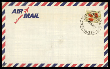 Briefmarke stamp luftpost airmail briefumschlag envelope Australien Australia retro vintage Callistemon Teretifolius Zylinderputzer Williamstown - obrazy, fototapety, plakaty