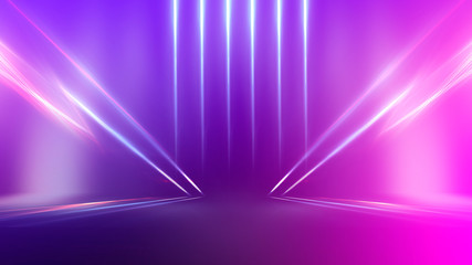 Fototapeta na wymiar Ultraviolet abstract light. Diode tape, light line. Violet and pink gradient. Modern background, neon light. Empty stage, spotlights, neon. Abstract light.
