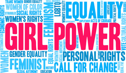 Fototapeta premium Girl Power Word Cloud on a white background. 