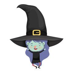 cute little girl with witch costume