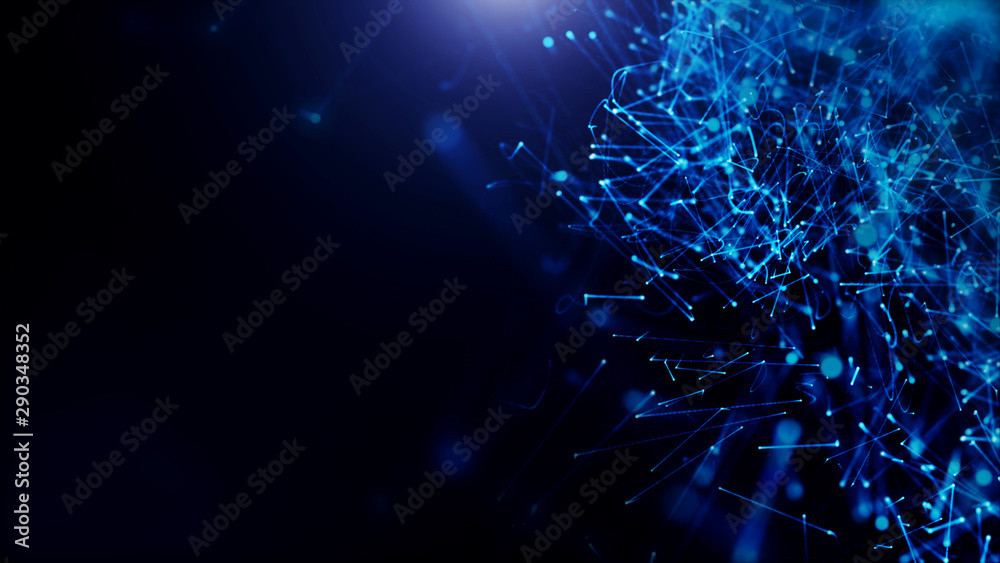 Poster dark blue background. abstract futuristic with bokeh background.