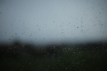 Rain on the windows during a storm