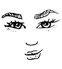 Emotion emoticon - black vector illustration - seet girl face