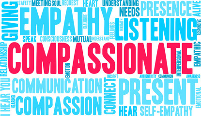 Fototapeta premium Compassionate Word Cloud on a white background. 