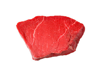 Beef steak isolated on white background.