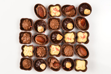 Mix of tasty chocolate candy collection.