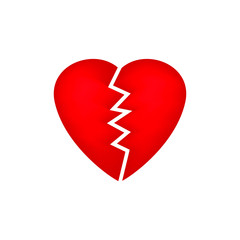 Red broken heart icon isolated. Vector illustration