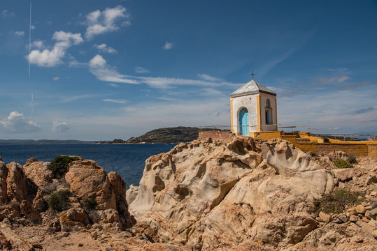 Chapel at the Cala Francese, Landscape of La Maddalena Island, Sardinia, Italy