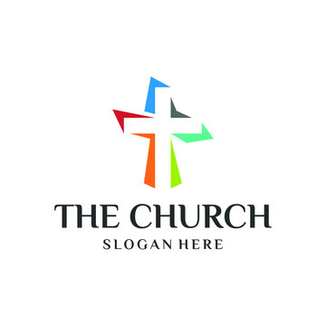 the Church minimalist logo design vector