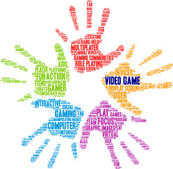 Video Game Word Cloud on a white background. 