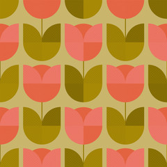 Сute vintage geometric floral seamless pattern
