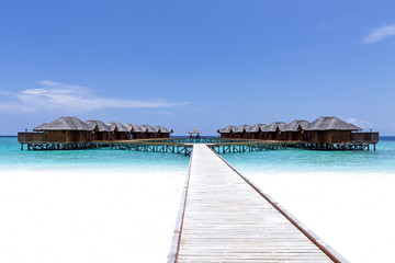 water bungalows at maldivian island