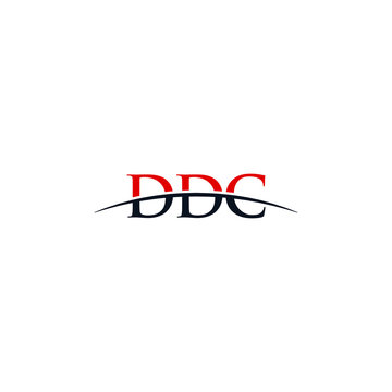 Initial letter DDC, overlapping movement swoosh horizon logo company design inspiration in red and dark blue color vector