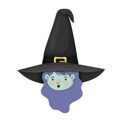 cute little girl head with witch costume