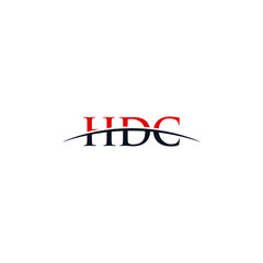 Initial letter HDC, overlapping movement swoosh horizon logo company design inspiration in red and dark blue color vector