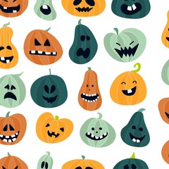 Obraz premium Abstract colorful Halloween,illustration background. Seamless Halloween Pattern with Pumpkins