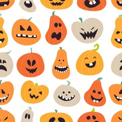 Abstract colorful Halloween,illustration background. Seamless Halloween Pattern with Pumpkins