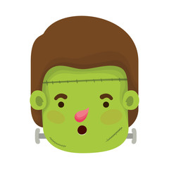 cute little boy head with frankenstein costume