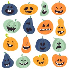 Abstract colorful Halloween,illustration background with Pumpkins. autumn illustration for Halloween