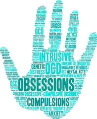 Obsessions Word Cloud on a white background. 