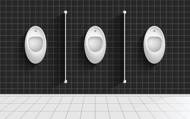 Men lavatory, WC realistic vector illustration