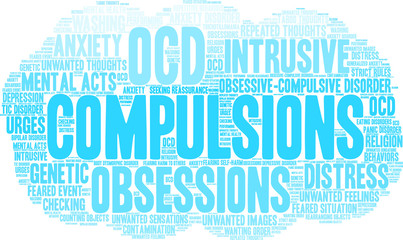 Compulsions Word Cloud on a white background. 