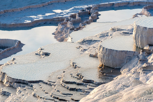 Natural water pools in mountain (called travertines)
