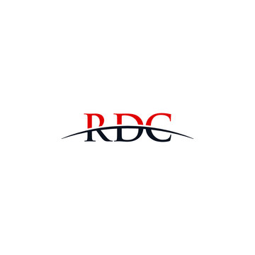 Initial letter RDC, overlapping movement swoosh horizon logo company design inspiration in red and dark blue color vector