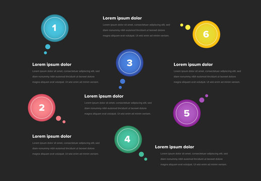 Infographic Layout with Bright Circles And Dark Background