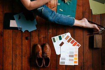 above view of a creative papercraft desckop