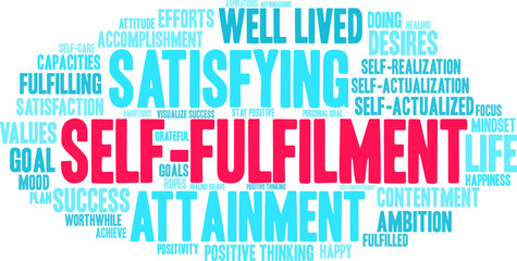 Self-Fulfilment Word Cloud on a white background. 