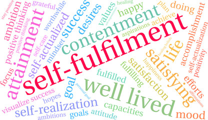 Self-Fulfilment Word Cloud on a white background. 