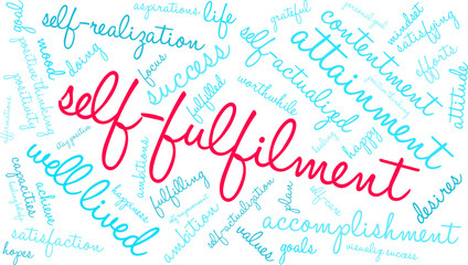 Self-Fulfilment Word Cloud on a white background. 