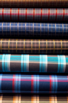 Different colored checkered fabric
