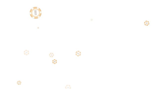 casino chips fly apart from the explosion to the sides, on a white background