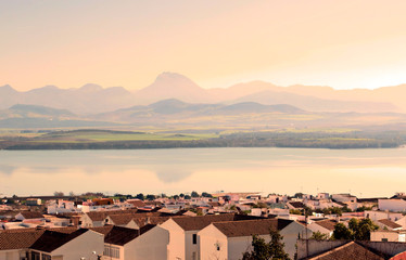 Lake surrounded by vegetation located in the Spanish town of Bornos in a sunny day © Tomas